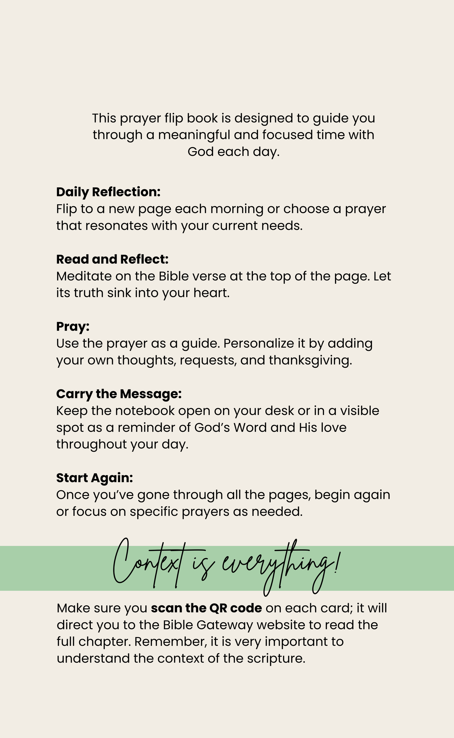 Morning Prayer Cards | 50 Cards | Mint Green, Light Brown