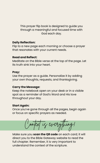 Morning Prayer Cards | 50 Cards | Mint Green, Light Brown